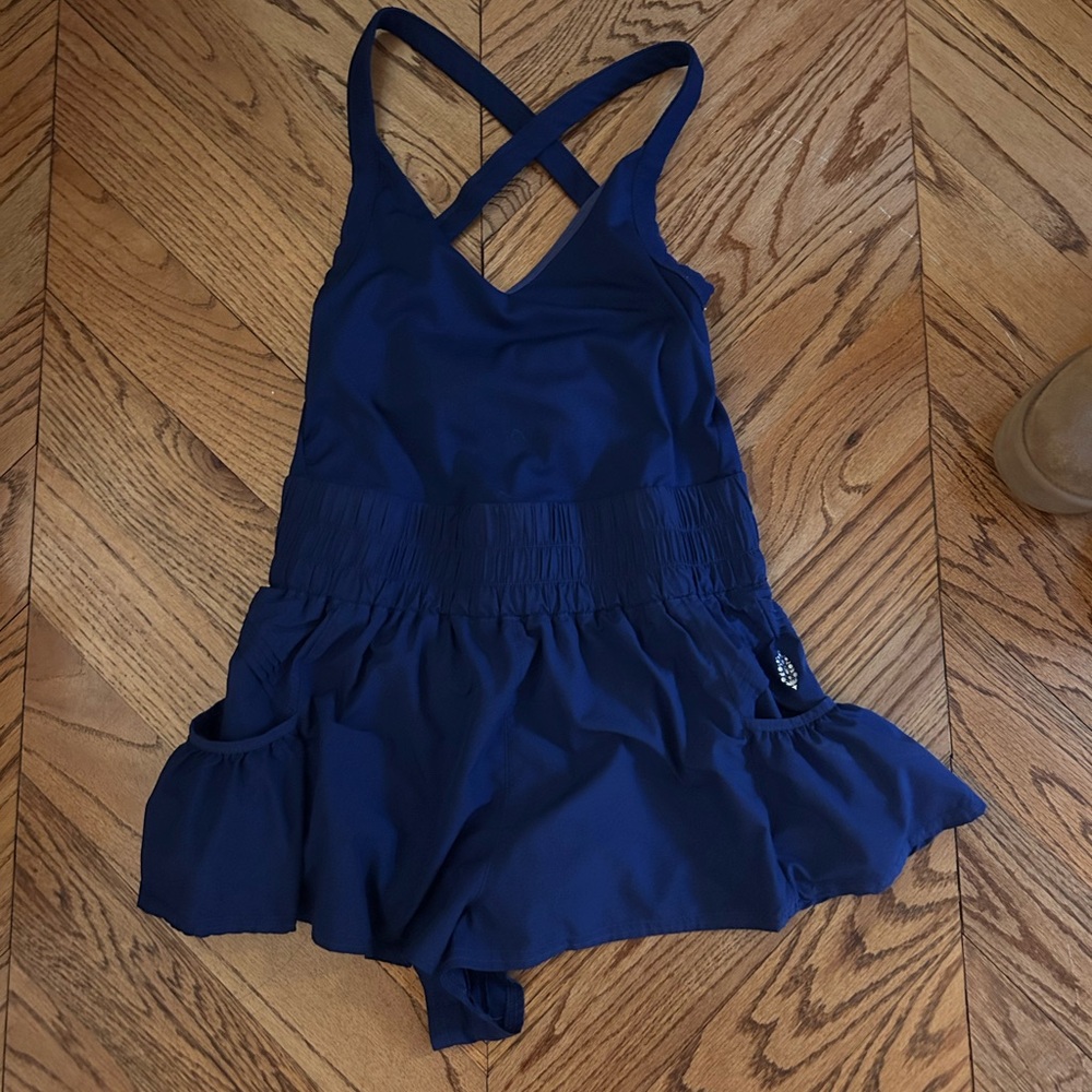 Navy Blue Cross-Back Romper